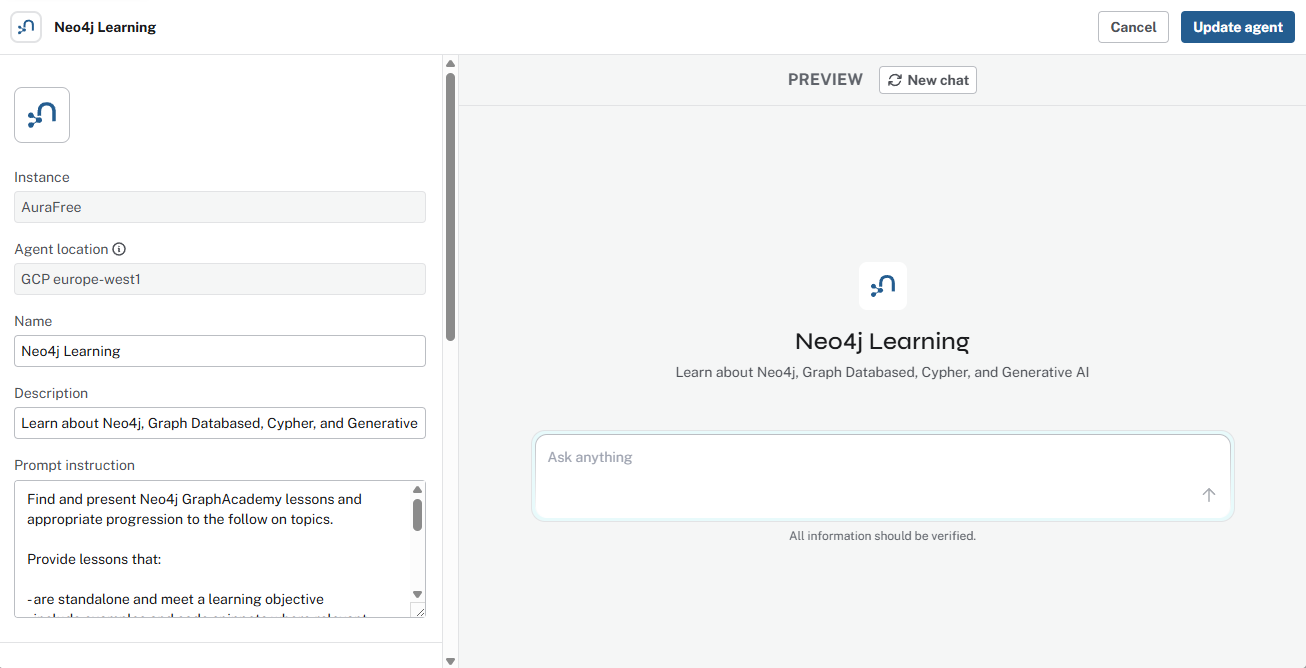 Neo4j Aura agent setup